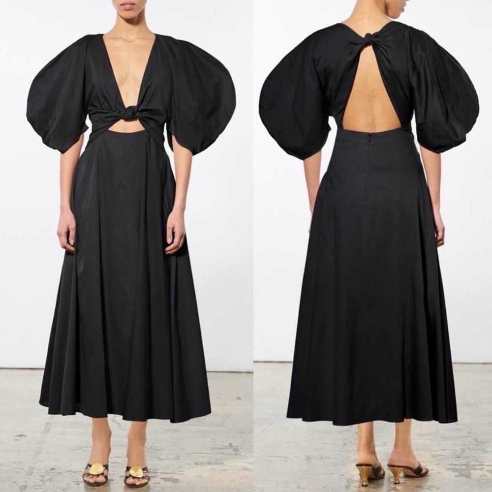 Mara Hoffman Leila Black Knotted Cutout Maxi Dress Size 6 - Picture 3 of 9